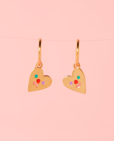 Happy Sad Heart Hoop Earrings