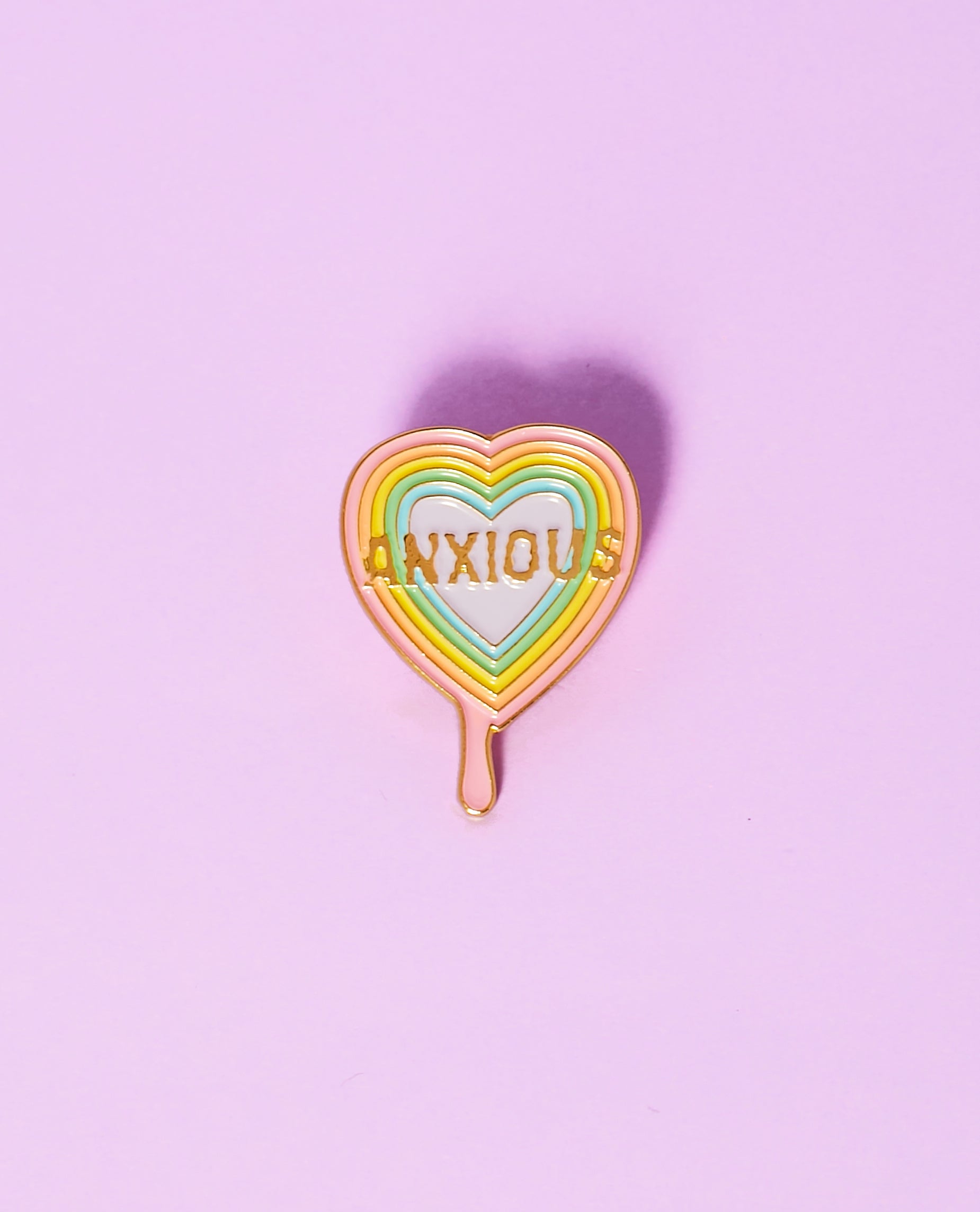 Rainbow Heart Anxious Pin Brooch