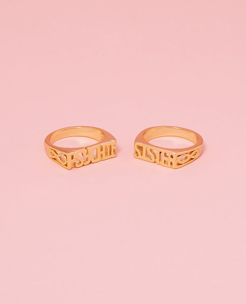 Psychic Sister Ring Pair Gold